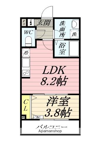 ジーメゾン伊勢原カエルム(1LDK/3階)の間取り写真