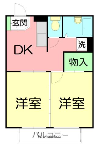 SHONAN(2DK/2階)の間取り写真