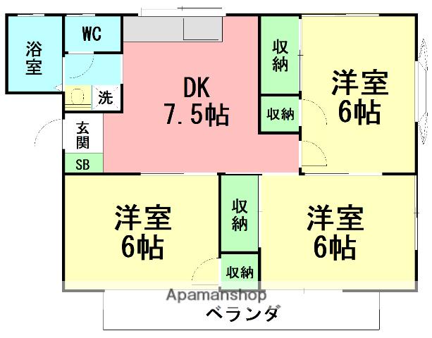 リーフハイツ中原Ⅱ(3DK/2階)の間取り写真