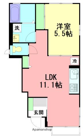 ハイムエイトⅡ D棟(1LDK/1階)の間取り写真
