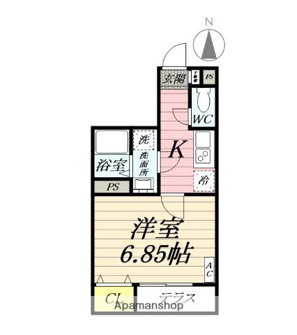 カインドネス愛甲石田ウエスト(1K/1階)の間取り写真
