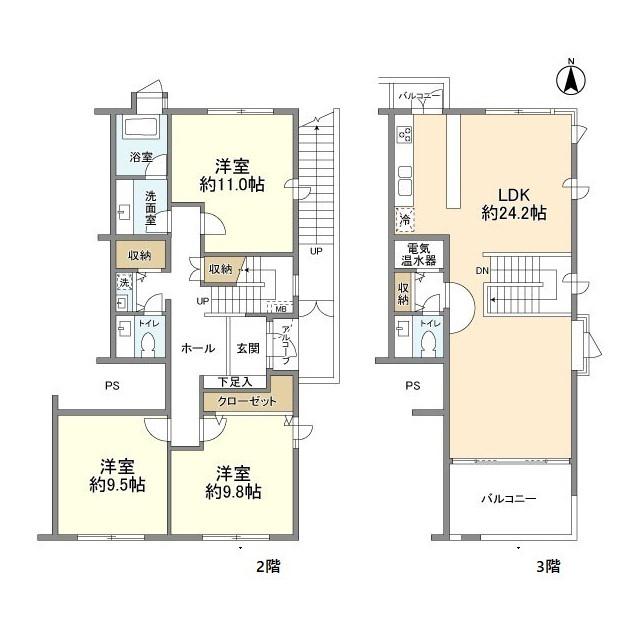 エクレール大磯A棟(3LDK/2階)の間取り写真