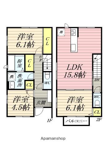 ココ・メゾン伊勢原(3LDK)の間取り写真