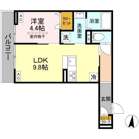 エリオント大和中央(1LDK/3階)の間取り写真