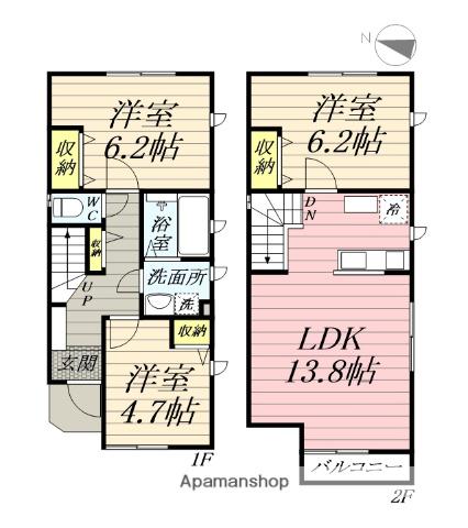 東急田園都市線 中央林間駅 徒歩3分 2階建 築11年(3LDK)の間取り写真