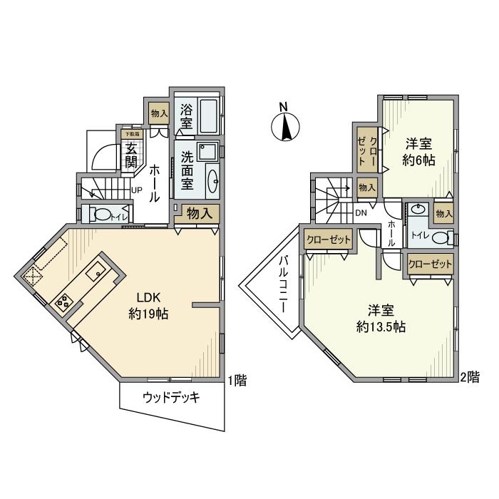 湘南新宿ライン高海 茅ケ崎駅 徒歩10分 2階建 築21年(2LDK)の間取り写真