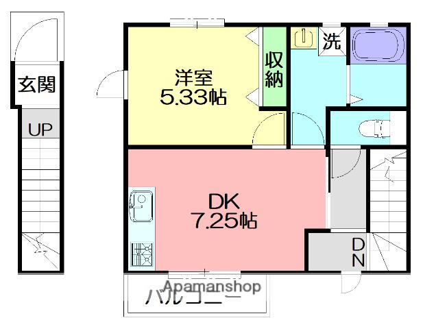 アズーリ(1DK/2階)の間取り写真