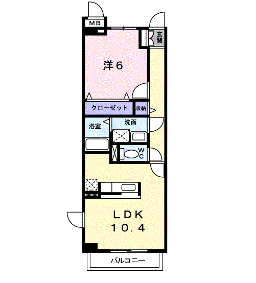 バクランⅠ(1LDK/2階)の間取り写真