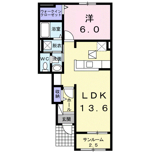 プラシード(1LDK/1階)の間取り写真