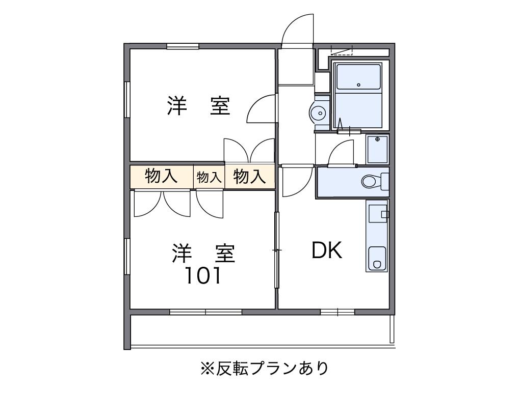 レオパレスフラワー開成(2DK/1階)の間取り写真