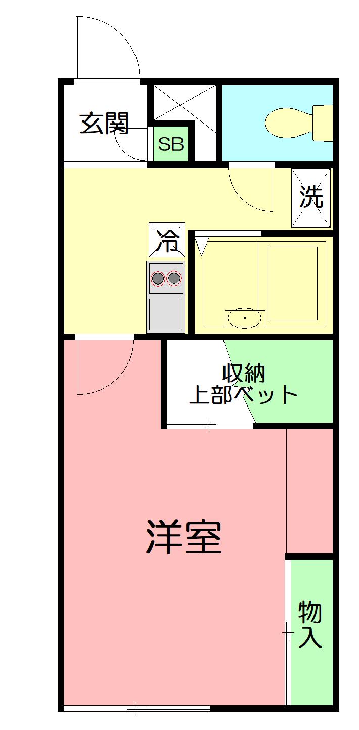 レオパレスグルーテンA(1K/1階)の間取り写真