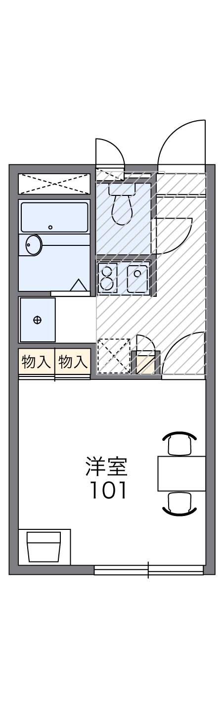 レオパレスくすの木Ⅱ(1K/1階)の間取り写真