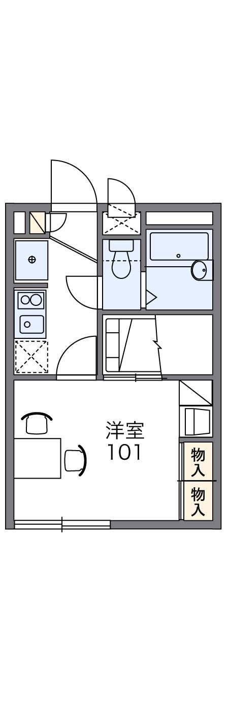 レオパレスプルメリア21(1K/1階)の間取り写真