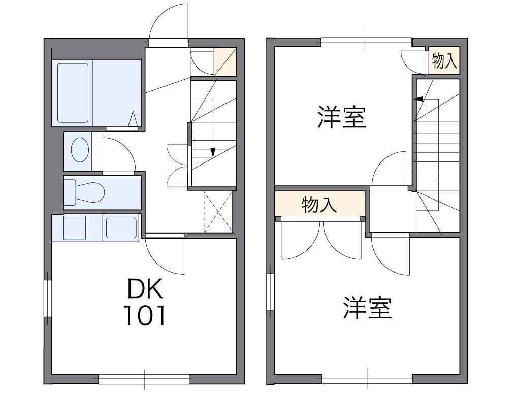 レオパレス神山(2DK/1階)の間取り写真
