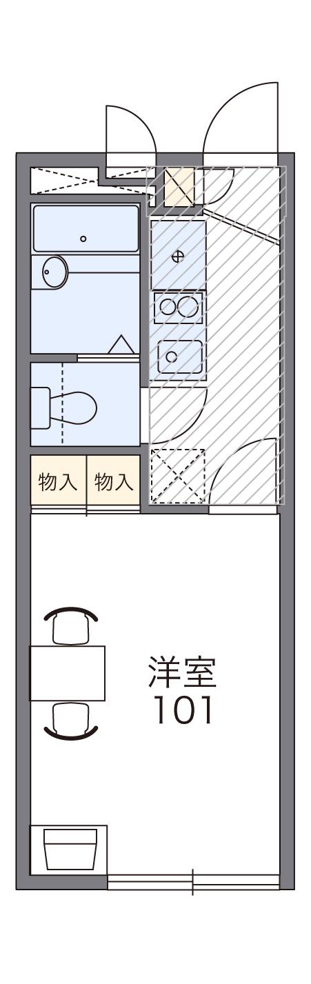 レオパレスくすの木Ⅰ(1K/1階)の間取り写真