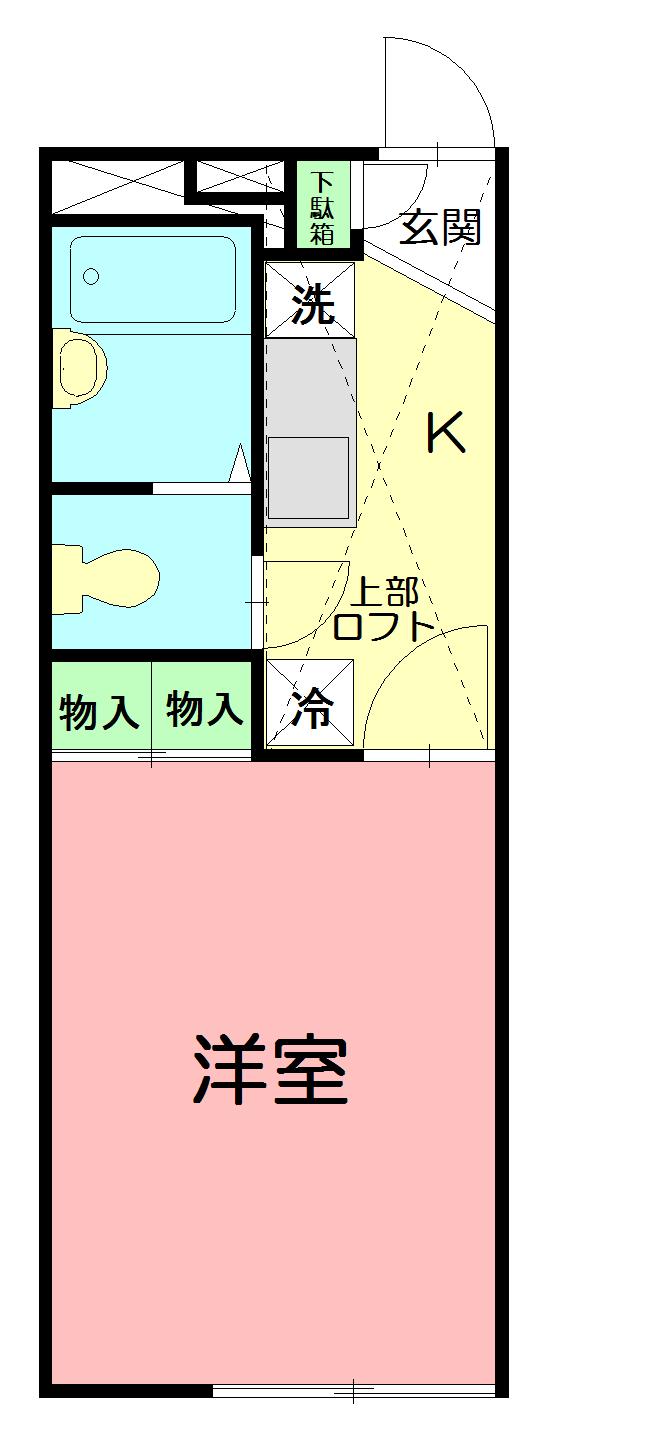 レオパレスネイティブⅡ(1K/1階)の間取り写真