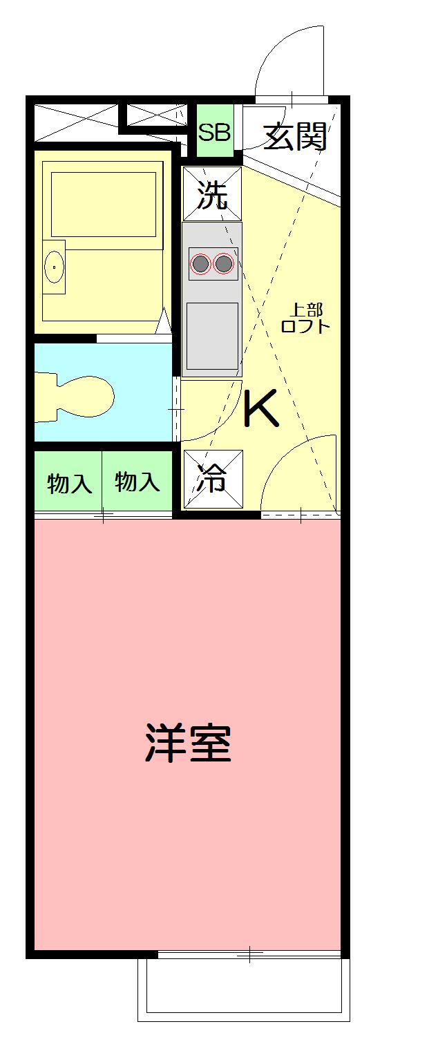 レオパレスメローネⅥ(1K/1階)の間取り写真
