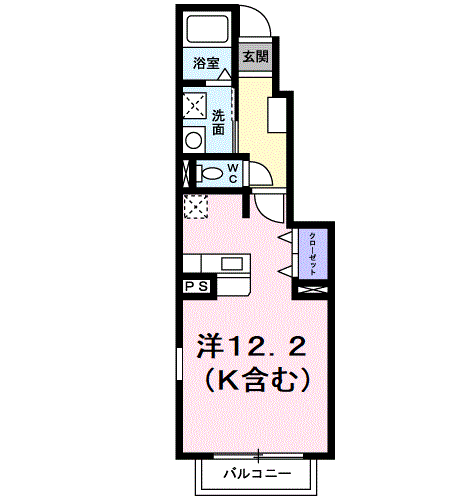 クラール曽比Ⅱ(ワンルーム/1階)の間取り写真