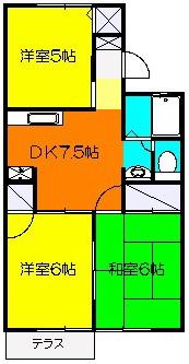 サンハイム韮山(3DK/1階)の間取り写真