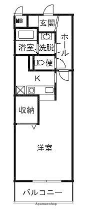 ヴィラ ペンディーオ(1K/2階)の間取り写真