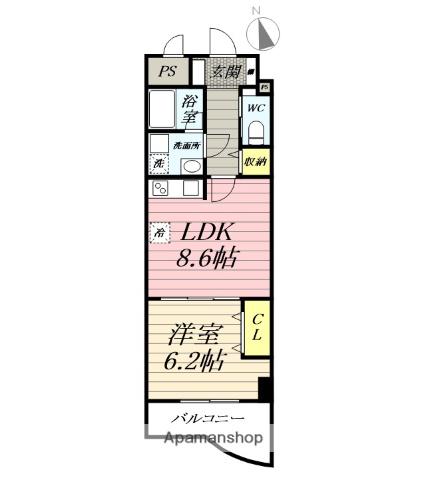 ランドパーク陶山(1LDK/3階)の間取り写真