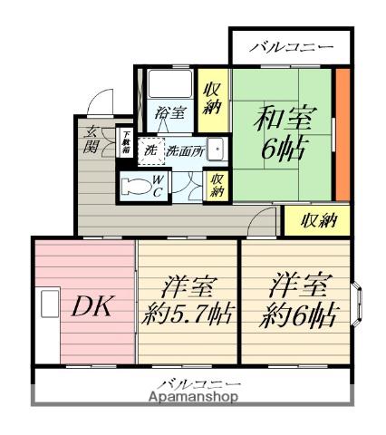スプリームヒル(3DK/2階)の間取り写真