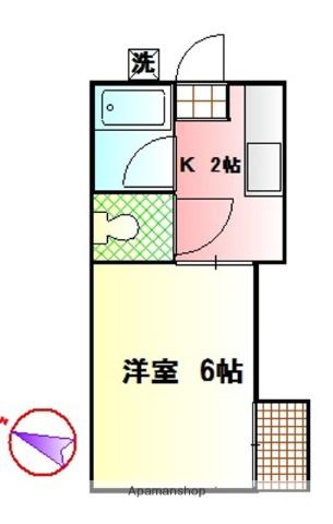 FC秦野鶴巻コーポ(1K/2階)の間取り写真