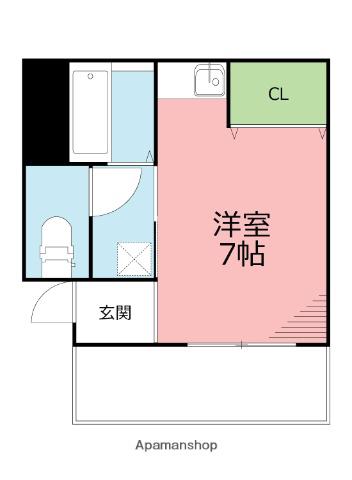 サン摩里(1K/4階)の間取り写真