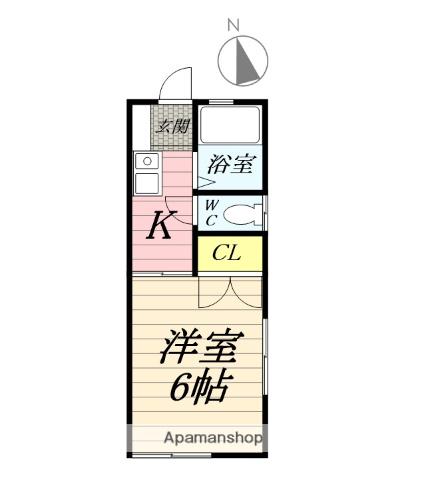 ハイツ伊奈(1K/2階)の間取り写真