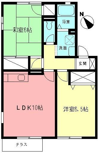 アトリオB(2LDK/1階)の間取り写真