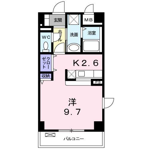 ジュネス・ヴィラ(ワンルーム/3階)の間取り写真