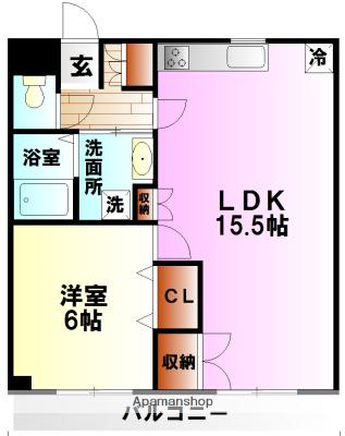 ロイヤルマンション国府津(1LDK/3階)の間取り写真