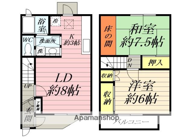 ヒルトップ藤が岡(2LDK/1階)の間取り写真