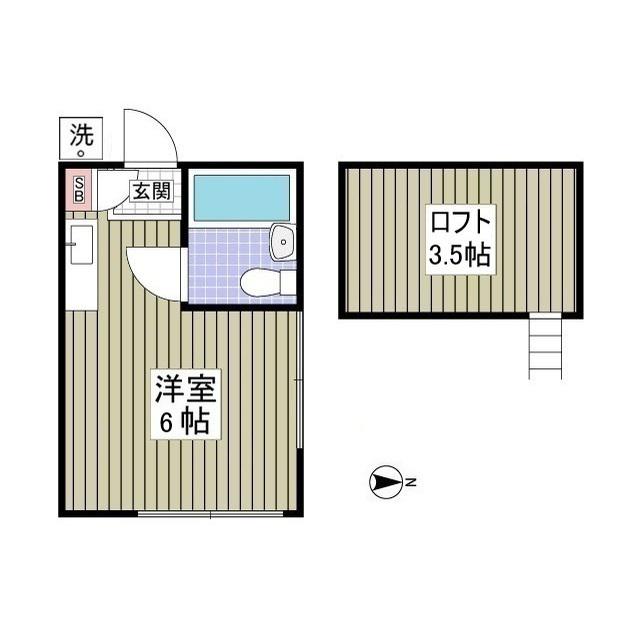 スマイルハウス第6(ワンルーム/2階)の間取り写真