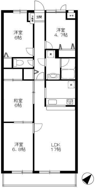 ダイアパレス湘南ヒルズ 二宮(4LDK/1階)の間取り写真