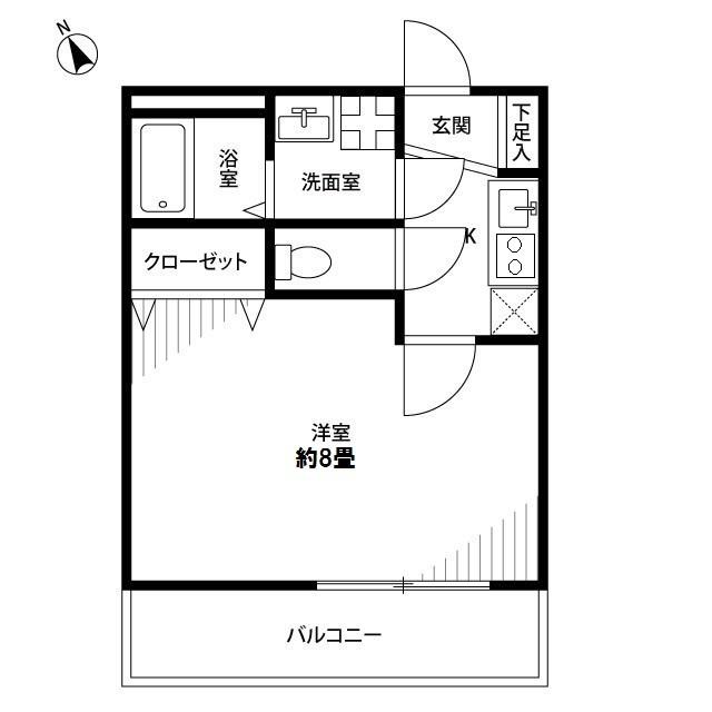 アムールIYAMAⅠ(1K/2階)の間取り写真