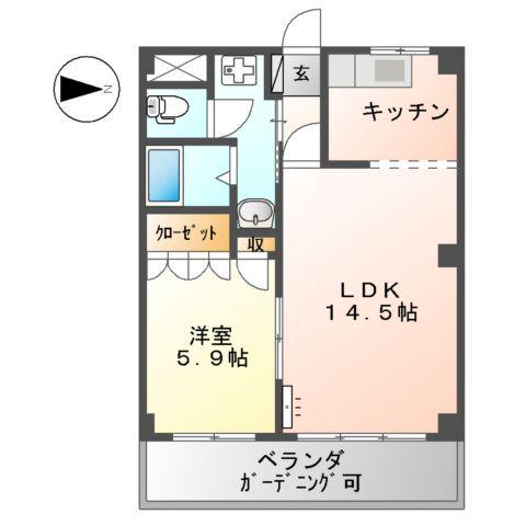 エクレセンスミナミ(1LDK/2階)の間取り写真