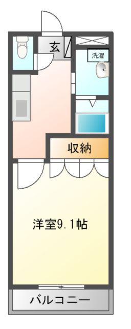 パラシオン平塚(1K/2階)の間取り写真