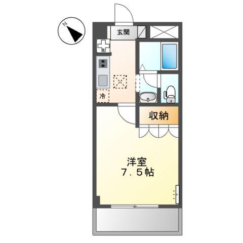 シャン・デ・フルール(1K/1階)の間取り写真