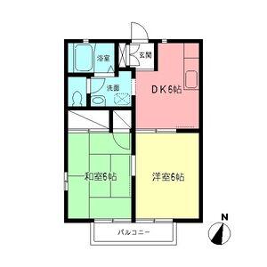サンハイム湘南(2DK/2階)の間取り写真