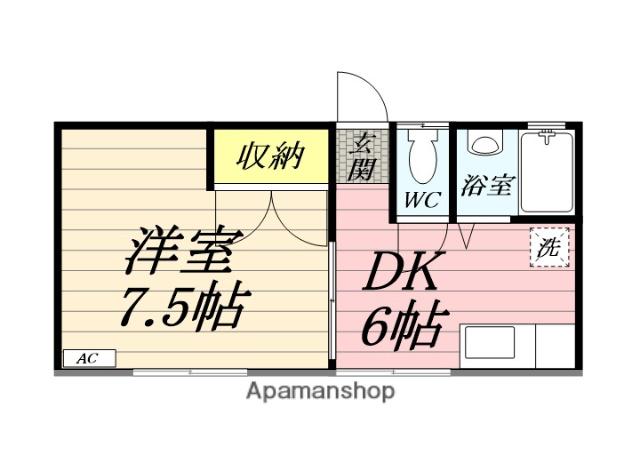 バッカナ-レⅠ(1DK/1階)の間取り写真