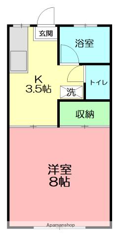 サンコート湘南(1K/1階)の間取り写真