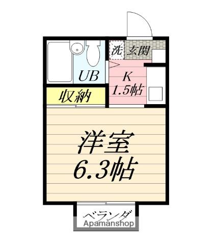 コーポ・セレクト(ワンルーム/2階)の間取り写真