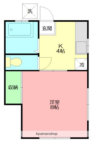 コーポF(1K/2階)の間取り写真