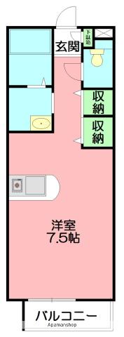 ウインドヒルズ(1K/1階)の間取り写真