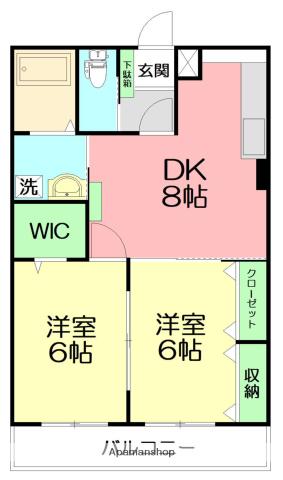 ルミエール(2DK/4階)の間取り写真