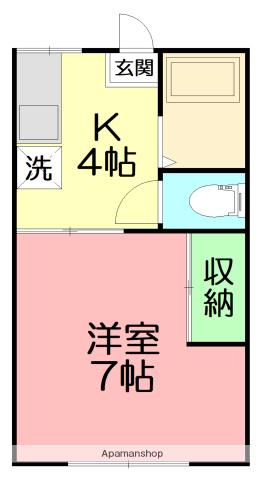 グレースハイム伊勢原(1K/2階)の間取り写真