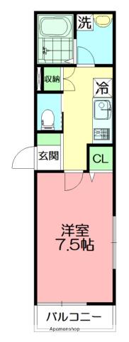 セレーノ中里(1K/1階)の間取り写真