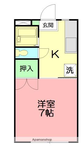 サンライズⅡ(1K/1階)の間取り写真