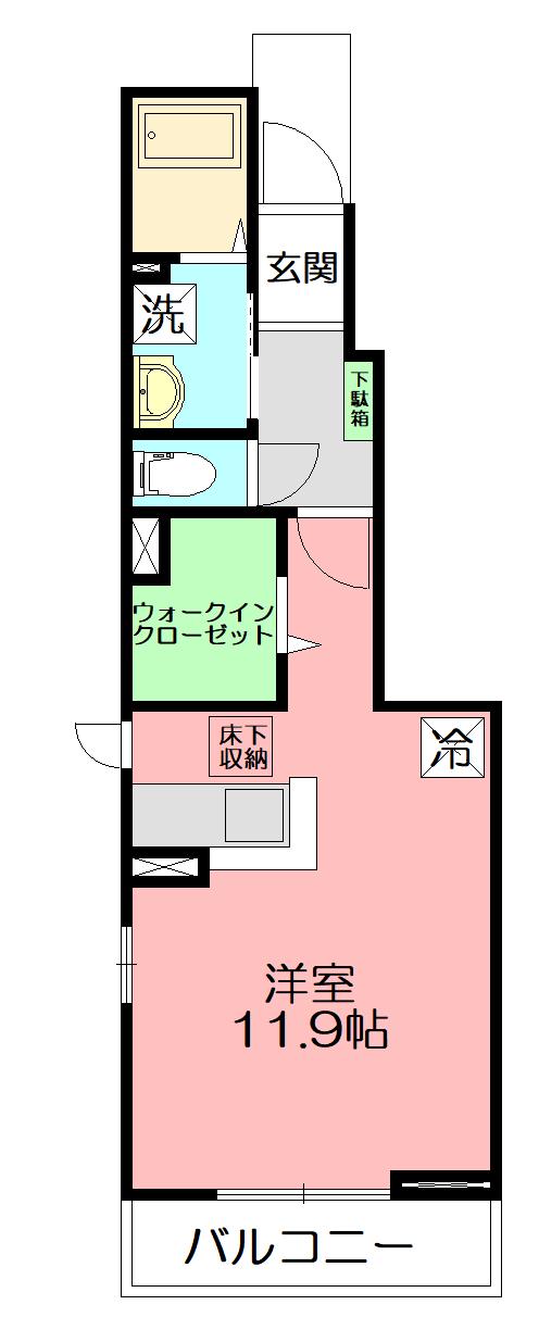 ワレアハレ中海岸(1K/1階)の間取り写真